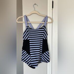 Lululemon Athletica Black and Blue Striped Tank Top